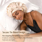 YANIBEST Double Layer Silk Satin Bonnet for Sleeping Women Printed Pattern Satin Bonnet with Tie Band for Women Curly Natural Hair