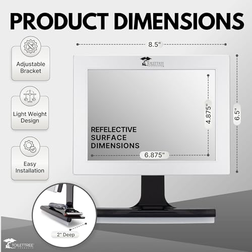 ToiletTree Products Fogless Shower Mirror with Squeegee - Anti-Fog Mirror - Adjustable Shaving Mirror with a Squeegee - Rust-Proof, Impact-Resistance Bathroom Shower Mirror