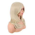 MapofBeauty 20 Inch/50 cm Long Layered With Bangs Straight Synthetic fiber Shoulder Length Hair for Daily Use or Party Wig (Blonde)
