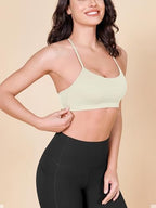 ODODOS Cloud Feeling Y Racerback Sports Bra for Women Wirefree Padded Strappy Yoga Bra
