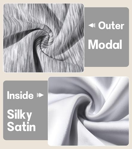 2PCS Silk Satin Bonnet Hair Wrap for Sleeping, Adjustable Strap Curly Natural Hair Night Caps for Women Men(Gray&Gray)