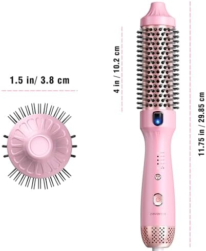 Thermal Brush for Blowout Look, Zavarea CarePro 1.5 Inch Negative Ion Thermal Brush, Heated Styling Tool with Cool-Air Tech for 0 Hair Damage, Easy to Quick Styling and Dual Voltage for Travel, Pink