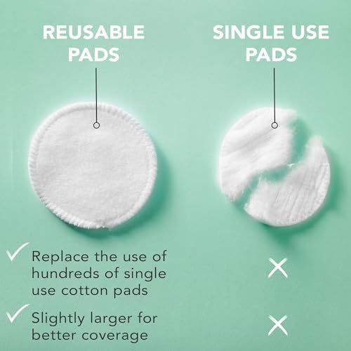 Reusable Makeup Remover Pads - 14 Eco-Friendly Cotton & Bamboo Rounds for Toner, Ultra Soft for All Skin Types, Includes Washable Bag