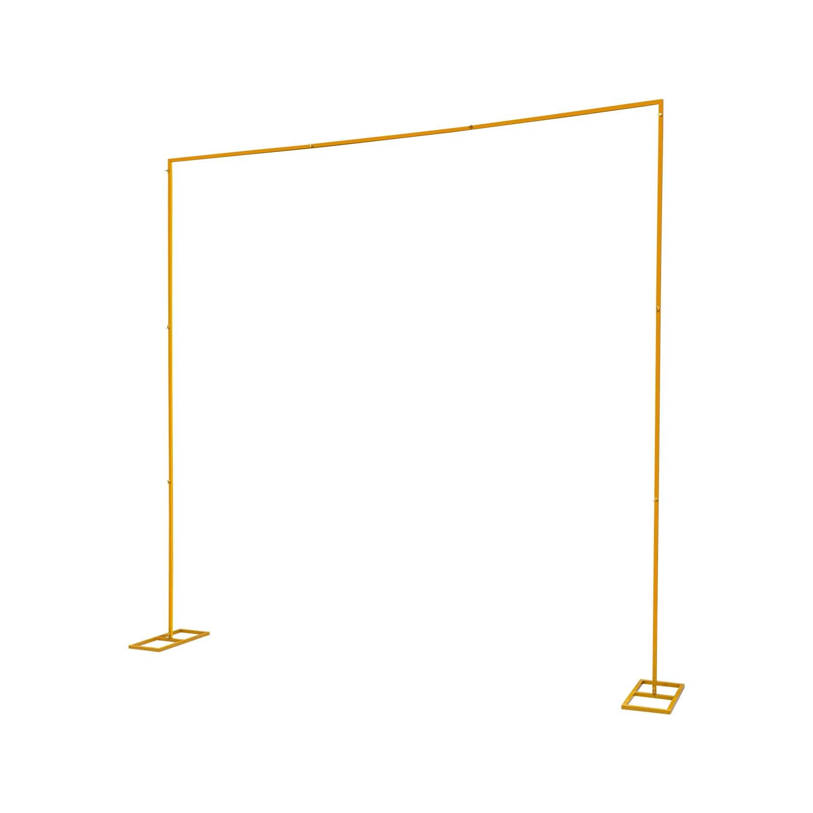 Metal Square Backdrop Stand Wedding Balloon Arch 9.8x9.8ft, Background Decoration Stand for Birthday Party Ceremony, Gold Backdrop Frame Valentine Anniversary Reception Decoration