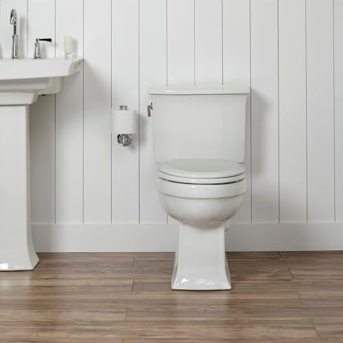 Mayfair Cameron Black Toilet Seat, Non Slip Heavy Duty Wood, Easy Clean, Made in USA, Round