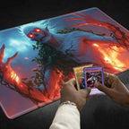 Playmats for Magic: The Gathering MTG Card Game Mat Plus 50 Pcs Card Sleeves, 24 x 14 inch TCG Mat with Stitched Edge for Commander Deck Duskmourn Board Game, Arborist Fire