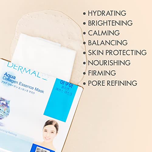 DERMAL 12 Combo Pack Collagen Essence Korean Face Mask, Hydrating & Soothing, Unisex Skin Treatment Mask