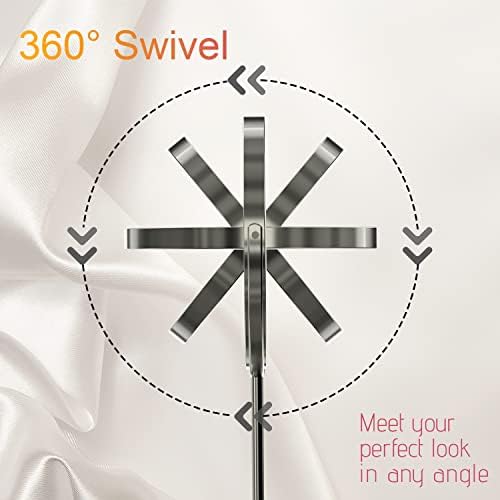8" Lighted Makeup Mirror with Magnification, 1X/10X Magnifying Lighted Vanity Mirror, Double Sided 360 Swivel USB Rechargeable, 3 Colors Dimmable Lightning Mirror with 52 LEDs Brush Nickle