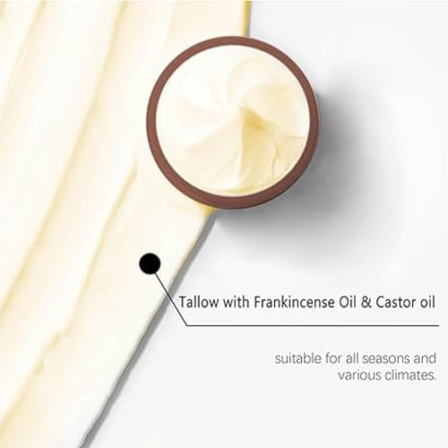 Grass-fed Beef Tallow with Frankincense Oil & Castor oil, Organic Beef Tallow Moisturizer for Skin, Tallow and Manuka Honey Balm for Face, Body (1)