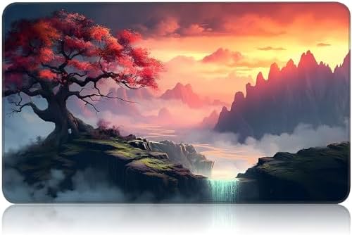 MTG Game Playmat, Magic TCG Rubber Play Mat, 24 x 14 Inches, Art Tree Sky Botanical Theme