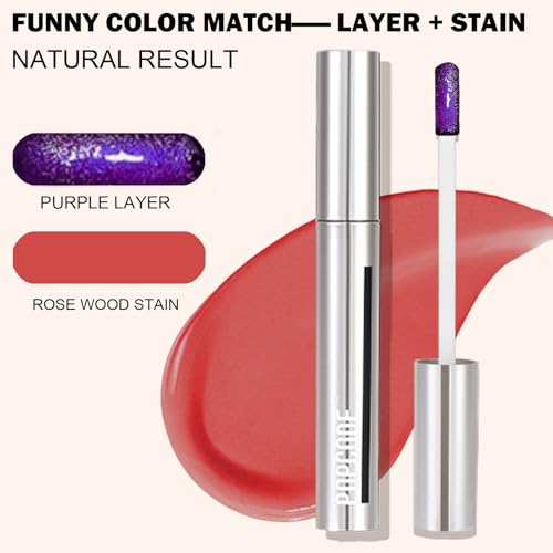 Peel Off Lip Stain - Long Lasting, Transfer Proof and Waterproof Tattoo Lip Tint, Matte Finish Lip Stain Peel Off, Infused with Vitamin E & Algin & Hydroxyacetophenone, #001 Rose Wood
