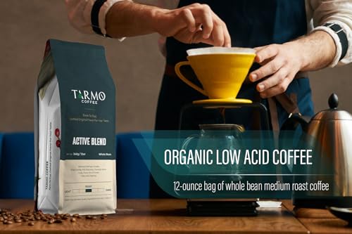 Tarmo Coffee | ACTIVE BLEND - Low Acid Coffee, Vietnamese Coffee, Robusta & Arabica Blend, Premium Whole Bean, Medium Roast, 12 Oz Bag