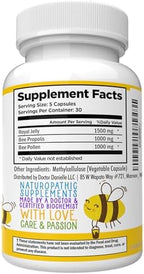 Dr. Danielle's Bee Wise - Bee Pollen Supplement - Bee Well with Royal Jelly, Propolis, Beepollen in 4 Daily Bee Pollen Capsules