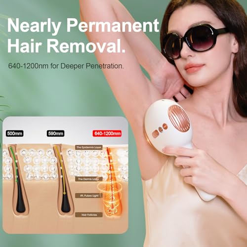 Laser Hair Removal, IPL Laser Hair Removal for Women and Men, 32°F Sapphire Ice Cooling System, Laser Hair Removal Device At Home, Almost Permanent Painless Whole Body Hair Removal