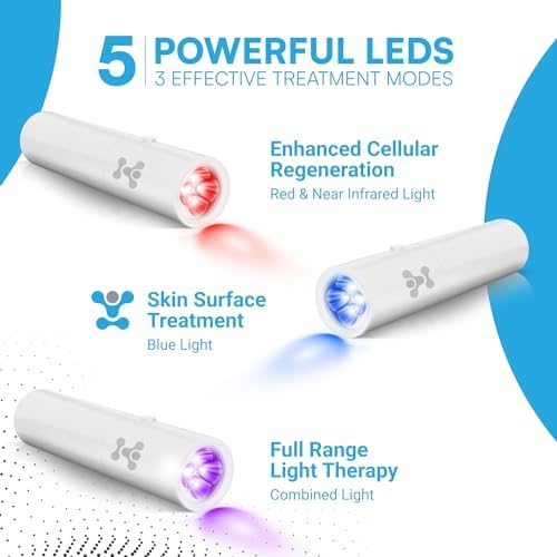 Medical Grade Infrared Red Light Therapy Device, Treat Cold Sore Canker Sore Fever Blister, Pain Relief for Lips, Mouth, Nose, Ear, Near Infrared and Blue Light Therapy Wand