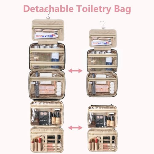 urophylla Detachable Travel Toiletry Bag for Women - Large Toiletry Bags for Traveling Women, Hanging Makeup Cosmetic Bag, Cruise Ship Essentials, Travel Size Toiletries, Valentines Day Gifts for Her