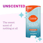 Lume Whole Body Deodorant - Smooth Solid Stick - 72 Hour Odor Control - Aluminum Free, Baking Soda Free and Skin Safe - 2.6 Ounce (Pack of 2) (Unscented)