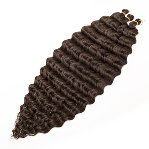 Curly Braiding Hair Boho Hair for Braiding Hair Ocean Wave Crochet Hair 18Inch Deep Curly Crochet Braids Wet and Wavy Braiding Hair Synthetic Crochet Hair for Black Women (4# 18 Inch (Pack of 6))
