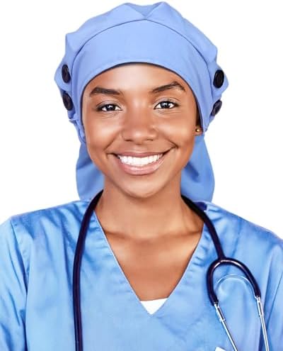 Satin Lined Work Cap with Button for Long Hair Women