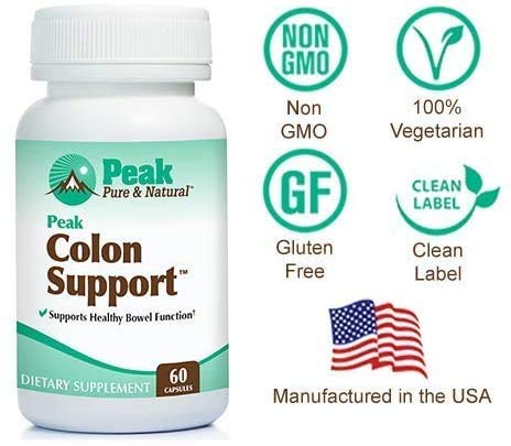 Peak Pure & Natural Colon Support - Colon Cleanse and Detox Supplement for Digestive Health - Gut Health Support with Inulin and Senna Leaf Extracts - with Fiber, Prebiotics, and Probiotics - 3 Pack