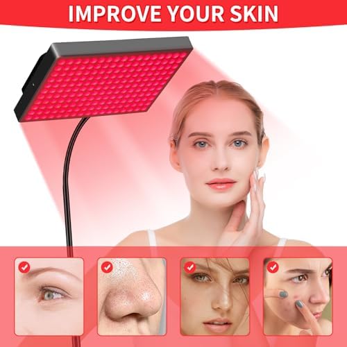 Red Light Therapy for Face,Red Infrared Light Therapy Lamp with Stand Panel Led 660nm Red Light-Therapy& 850nm Infrared Light Device for Body