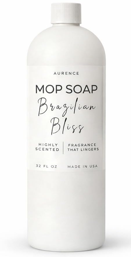 Aurence Mop Soap Highly Scented Luxury Floor Cleaner Concentrate - Brazilian Bliss Long Lasting Fragrance, No Rinse Formula for Hardwood, Tile, Laminate & Stone, 32 oz, Made in USA