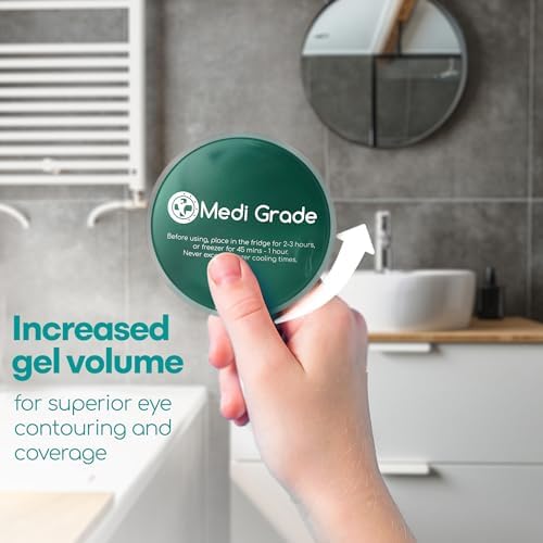 Medi Grade Cooling Eye Mask for Puffy Eyes, Allergies, Sinuses - Reusable Gel Eye Mask and Cooling Eye Pads with Thermo-Bag for Dark Circles, Hangovers and Migraine Relief - Cold Eye Mask