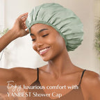Yanibest Luxury Waterproof Shower Cap for Women, Reusable Double Layer Shower Cap, Non-Slip Shower Cap for Most Hair Types, One Size