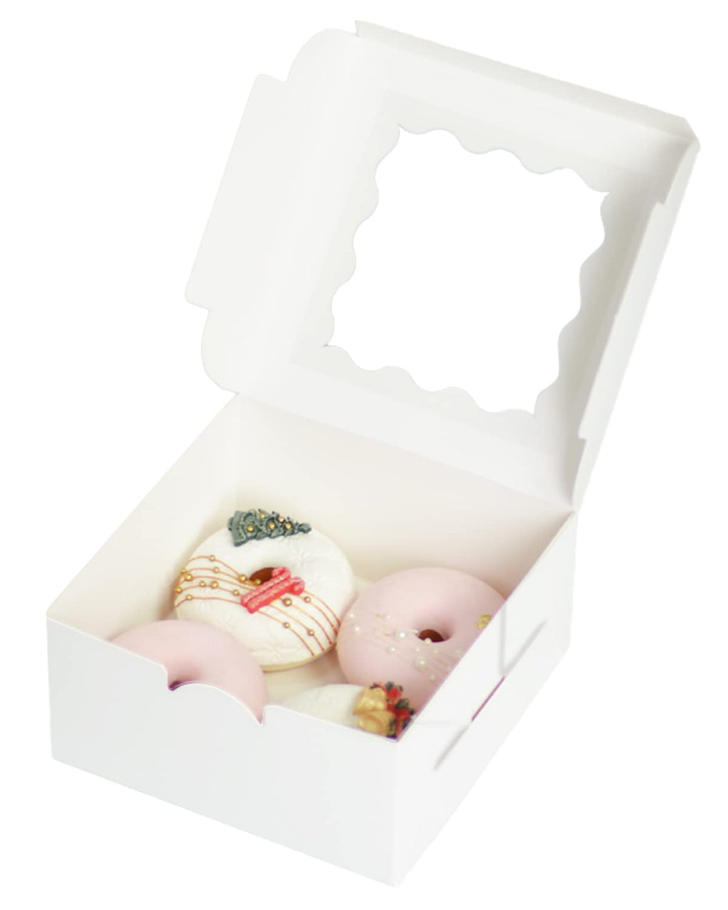 Bakepacker White 30-Packs Bakery Boxes with Window 6x6x3 inches Thick & Sturdy Macaroon Pastry Boxes Cookie Boxes for Bakerys