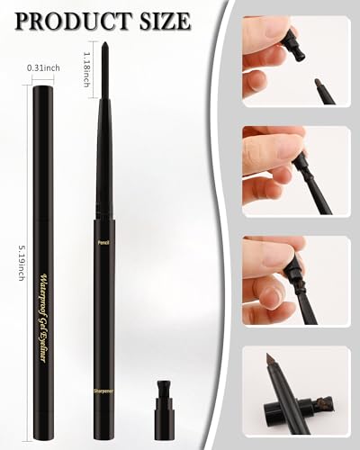 Black Gel Eyeliner for Older Women, Waterproof Smudge-Proof Retractable Eyeliner Pencil, Long Lasting 24H, Matte Cream Eyeliner Waterline with Sharpener, Eye Liner for Mature Women Sensitive Eyes-2Pcs