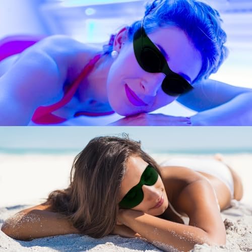 MCWlaser LED Red & Blue Light Therapy Glasses 200nm-2000nm IPL Laser Safety Glasses for Hair Removal,Tanning Goggles