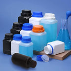 Othmro 2Pcs 34oz Plastic Container Lab Chemical Reagent Bottles 1000ml Small Mouth Liquid Solid Storage Bottles Round Sample Storage Container Sealing Bottle with Anti-theft Cap for Food Stores Black