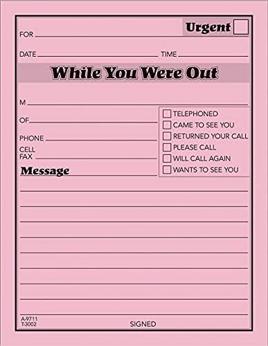 Adams While You Were Out Pads, 4.25 x 5.5 Inches, Pink, 50 Sheets per Pad, 12 Pads per Pack (9711D)