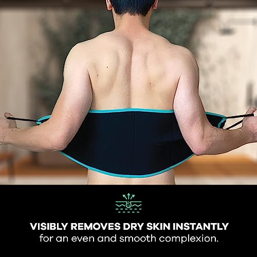 Dermasuri Deep Exfoliating Back Scrubber -Bath & Shower Back Scrub - Body Exfoliator Scraper Tool - Valentine's Gift for Her or Him - Deep Exfoliation Body Cleaner for Shower, 27" Long, 8" Wide