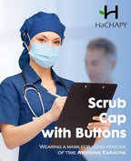 Satin Lined Scrub Cap for Women Extra Large Long Hair Surgical Nurse Cap 4 Buttons