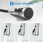 Arofa Kitchen Faucet with Pull Down Sprayer, Brushed Nickel Kitchen Sink Faucet Single Handle Stainless Steel for 1 or 3 Hole Farmhouse Laundry Utility Rv Bar Sinks