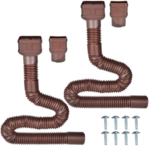 7ft Long Gutter Downspout Extensions, Outer diameter 3" Gutter Extensions for Downspout,Flexible Drainage Pipe Suitable for 2"×3" and 3"×4" Downspout,Flexible Pipe Stretched Length 7ft (2 Pack)