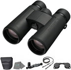 Nikon Prostaff P3 10x42 (16777) Black Binoculars Bundle with Lens Pen, and Cloth - High Powered Compact Adult Binoculars for Hunting, Bird Watching, and Hiking Essentials, Zoom Lightweight Travel
