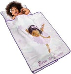 EVERYDAY KIDS Toddler Nap Mat with Removable Pillow - Born to Dance African American Ballerina - Carry Handle with Straps Closure, Rollup Design for Preschool, Daycare, Sleeping Bag - Ages 2-6 Years
