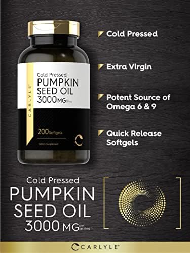 Carlyle Pumpkin Seed Oil | 3000mg | 200 Softgel Capsules | Non-GMO and Gluten Free Formula | Cold Pressed Dietary Supplement