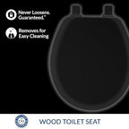 Mayfair Cameron Black Toilet Seat, Non Slip Heavy Duty Wood, Easy Clean, Made in USA, Round