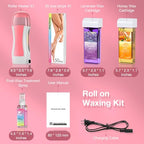 Roll on Wax Kit, Roll on Waxing Kit for hair removal, Waxing Kit for Women, Wax Roller Kit for All Skin Types, Wax Roller Waxing Kit for Men, with 2 Wax Cartridges & 50 Pcs Wax Strips