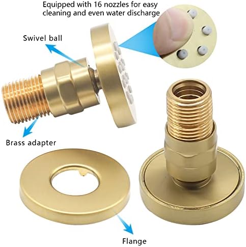 Brass Round Shower Body Spray Jets 4 Pack, HOMEDEC Spa Massage Nozzle 2inch Rain Showerhead Wall Mount Rainfall Shower Head Sprayer, Brushed Gold