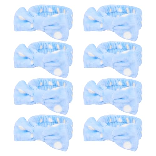 Semato Bachelorette Party Favor Set - Bride and Bridesmaid Spa Headbands, Skincare Head Bands for Women, Cute Bow Party Supplies (Blue Dot)