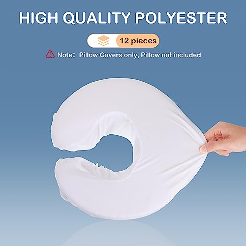 Tatuo 12 Pcs Face Cradle Covers for Massage Head Rest Microfiber Reusable Soft Thicker Massage Table Face Covers Oil Proof Headrest Cradle Sheets for Spa Beauty(White)