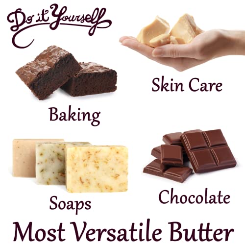 Raw Cocoa Butter 3 lbs. Bulk Jar - 100% Pure Natural Unrefined FOOD GRADE Arriba Nacional Cacao Bean, Great For Chocolate Making, Soap, Lip Balm and Moisturizer For DIY Body Butters