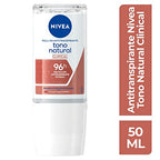 Clinical Whitening Deodorant Natural Tone / 96 hour protection antiperspirant for women in roll on/Pack of 3 (50 milliliters 1.7 Fl Oz)