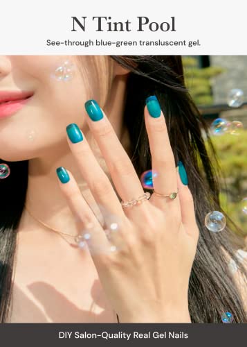ohora Semi Cured Gel Nail Strips (N Tint Pool) - Blue, Tint, Works with Any UV/LED Nail Lamps, Salon-Quality, Easy to Apply & Remove - Valentine's Day Gel Nail Wraps, Stickers, Romantic Gift Ideas