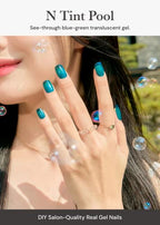 ohora Semi Cured Gel Nail Strips (N Tint Pool) - Blue, Tint, Works with Any UV/LED Nail Lamps, Salon-Quality, Easy to Apply & Remove - Valentine's Day Gel Nail Wraps, Stickers, Romantic Gift Ideas