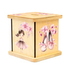 Wooden Piggy Bank for Kids and Adults, Personalized Gift Handmade in USA by BloomOwl, Custom Piggy Bank, Personalized Banks for Kids, Gifts for Baby Boys and Girls (Ballerina)